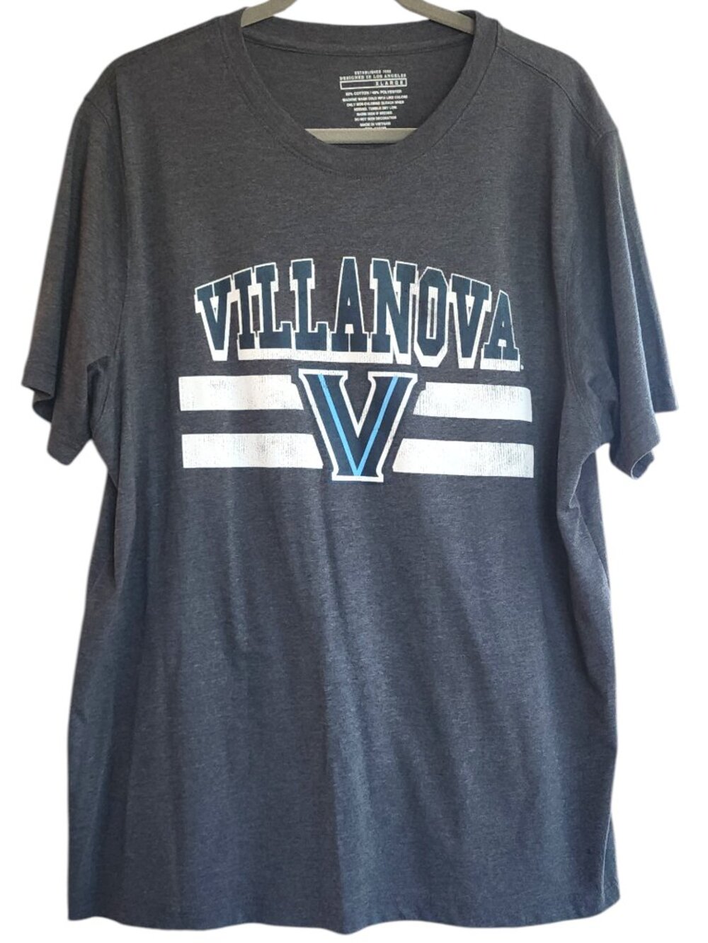 Villanova XL Tee T Shirt Gray Short Sleeve